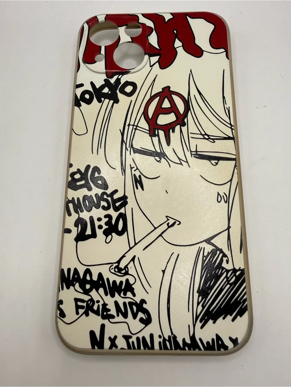 iPhone 13 Phone Case Anime Tokyo Nagawa & Friends White & Black Line Art